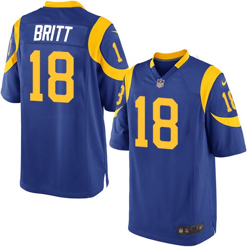 Men's Game Kenny Britt Nike Jersey Royal Blue Alternate - #18 NFL Los Angeles Rams